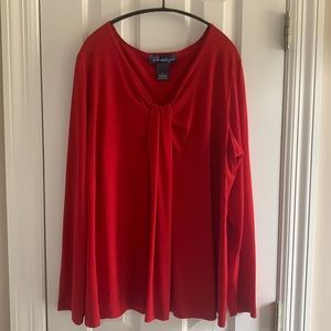 Susan Graver Style- Long Sleeve- Red- Size XL
